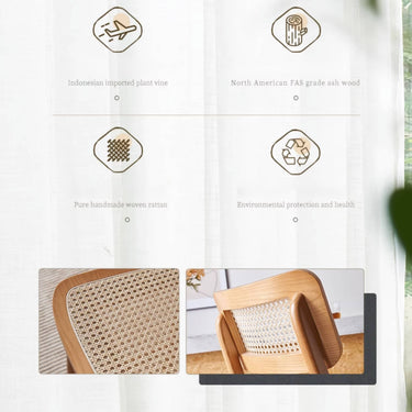 Stylish Light Brown Ash Wood Chair with Natural Rattan Detailing tzm - 556MUTUKISPACE