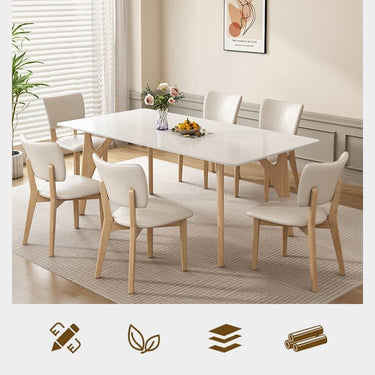 Stylish White and Gray Sintered Stone Table with Durable Rubber Wood Base ybn - 388MUTUKISPACE