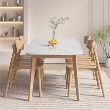 Stylish Multifunctional Table with Modern Sintered Stone Top and Durable Wood Legs - White & Gray Finish ybn - 390MUTUKISPACE