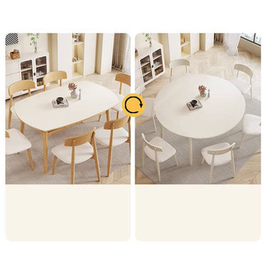 Elegant White Rubber Wood Dining Table with Durable Sintered Stone Top ybn - 391MUTUKISPACE