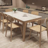 Stylish Rubber Wood Chair with Synthetic Leather Seat in Natural Wood Color and Light Gray Fabric ybn - 971MUTUKISPACE
