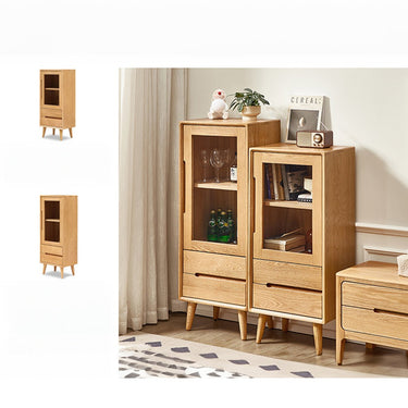 Cabinet Storage Box Wooden Shelf Storage Shelf Glass Door with Door Bookshelf Storage Rack Storage Interior Furniture Stylish Natural ysys - a1101 - cabinetMUTUKISPACE