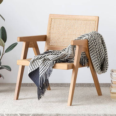 Rattan Chair Stylish Stylish Dining Chair Nordic Rattan Woven Chair Natural Chair Chair Wooden Chair Kitchen Solid Wood Living Room Dining Table Interior Elbow Simple ysys - a3122 - chairMUTUKISPACE