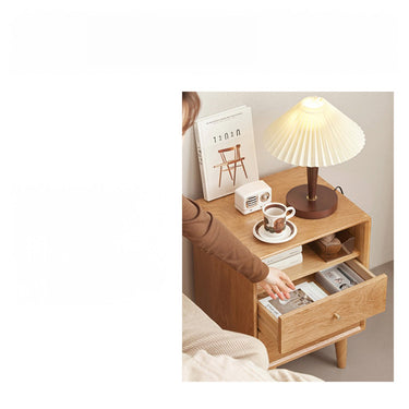 Night table side table 2 drawers open type oak solid wood ysys - b3028 - nightstandMUTUKISPACE