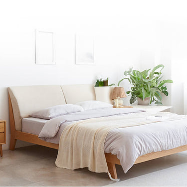 Bed Frame Oak Wood White Double King Sunoko Frame Only Frame Sunoko Single Item Sunoko Bed Wooden Nordic ysys - b4018 - bedMUTUKISPACE