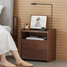 Night table Side table Tempered glass Top plate 2 drawers Walnut solid material ysys - b5026 - nightstandMUTUKISPACE