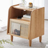 Night Table Side Table Drawer + Open Rack Rattan Braided Wood Solid Wood ysys - e7022 - nightstandMUTUKISPACE