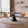 Elegant White and Black Sintered Stone Dining Table - Modern Design, Durable Build yw - 171MUTUKISPACE