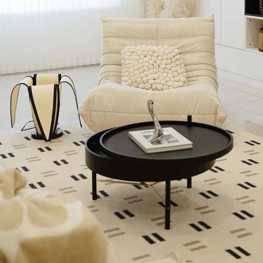 Elegant Black & Natural Wood Color Particle Board Coffee Table - Stylish & Functional yw - 179MUTUKISPACE