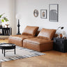 Stylish Modern Sofa in Light Gray and Brown Techno Fabric - Sleek Black Accents yw - 181MUTUKISPACE