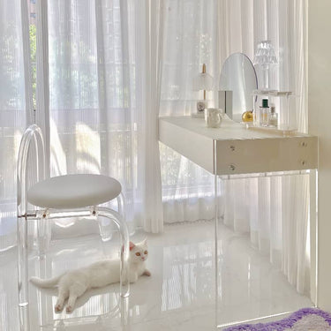 Sleek White Particle Board Makeup Vanity – Modern Vanity for Stylish Organization yw - 185MUTUKISPACE
