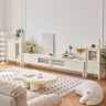 Sleek Oak Cabinet with Glass Doors - Modern White Particle Board Design yw - 191MUTUKISPACE