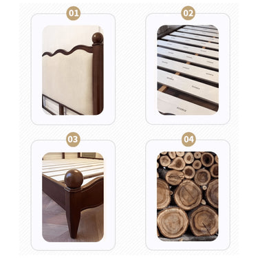 Elegant Bed Frame - Luxurious Brown Walnut Wood Finish yw - 205MUTUKISPACE