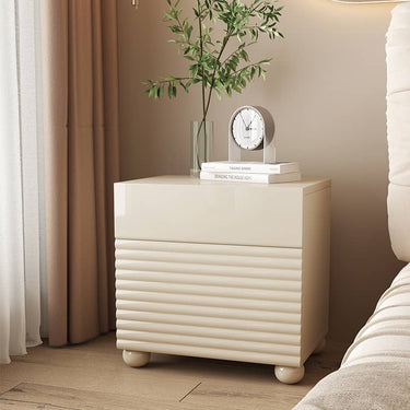 Stylish White Bedside Cupboard - Durable Density Board Wood Nightstand yw - 207MUTUKISPACE