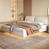 Off White Pine Bed in Premium Techno Fabric for Stylish Comfort yw - 208MUTUKISPACE