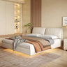 Luxurious Off - White PU Leather Bed with Solid Pine Frame for Ultimate Comfort yw - 209MUTUKISPACE