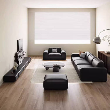 Luxurious White & Black Cowhide Leather Velvet Sofa with Pine Frame yw - 216MUTUKISPACE