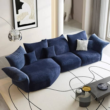 Luxurious Blue & White Pine Velvet Flannel Sofa - Perfect Blend of Style and Comfort yw - 225MUTUKISPACE