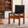 Luxurious Cowhide Leather Chair with Solid Rubberwood Frame - Black & Brown yw - 227MUTUKISPACE