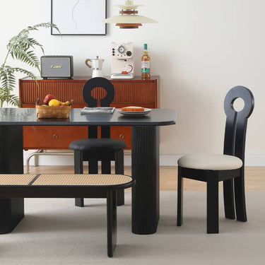 Cozy Faux Lambswool Chair - Elegant Black Brown Wood Design yw - 229MUTUKISPACE