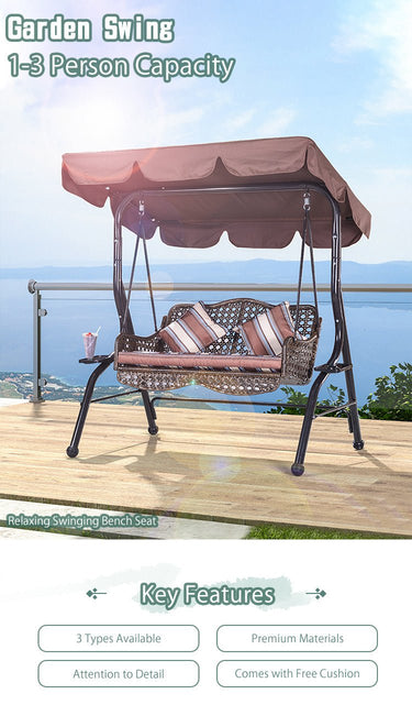 Hanging Chair Garden Swing Bench Hammock Outdoor Freestanding 1 - 3 Seater Adult Child 2 - Person with Roof Shade Home Heavy Duty Large Playground zy - 026MUTUKISPACE