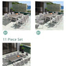 Garden Table Set Large Extendable Chair 7 - Piece 9 - Piece 11 - Piece Outdoor Glamping Nordic Cafe Style Stylish Hotel Furniture Aluminum Alloy zy - 036MUTUKISPACE