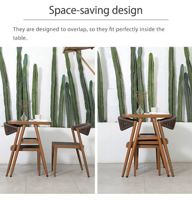 Garden Table 3 - Piece Set Rattan Style Chair 2 - Chair Compact Natural Brown Gray Simple Outdoor Cafe Hotel Waterproof Durable Balcony New Life Space - Saving Square Rectangle zy - 041MUTUKISPACE